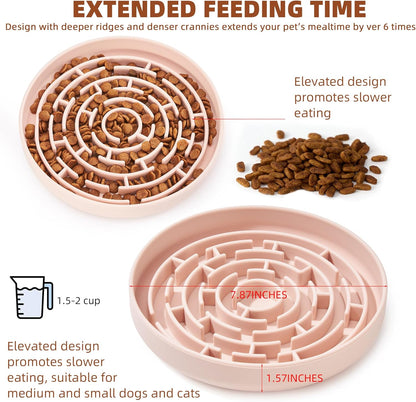 Premium Silicone Slow Feeder Dog Bowl & Lick Pad Set with Suction Cups – Includes Spatula & Training Clicker, Reduces Boredom & Anxiety, Ideal for Medium to Small Dogs & Cats -