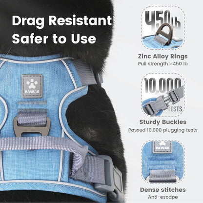 Dog Harness for Small Dogs No Pull, No Pull Dog Harness with Pet ID Tag, No Choke Front Clip Harness Dog, Adjustable Soft Padded Pet Vest with Easy Control Handle