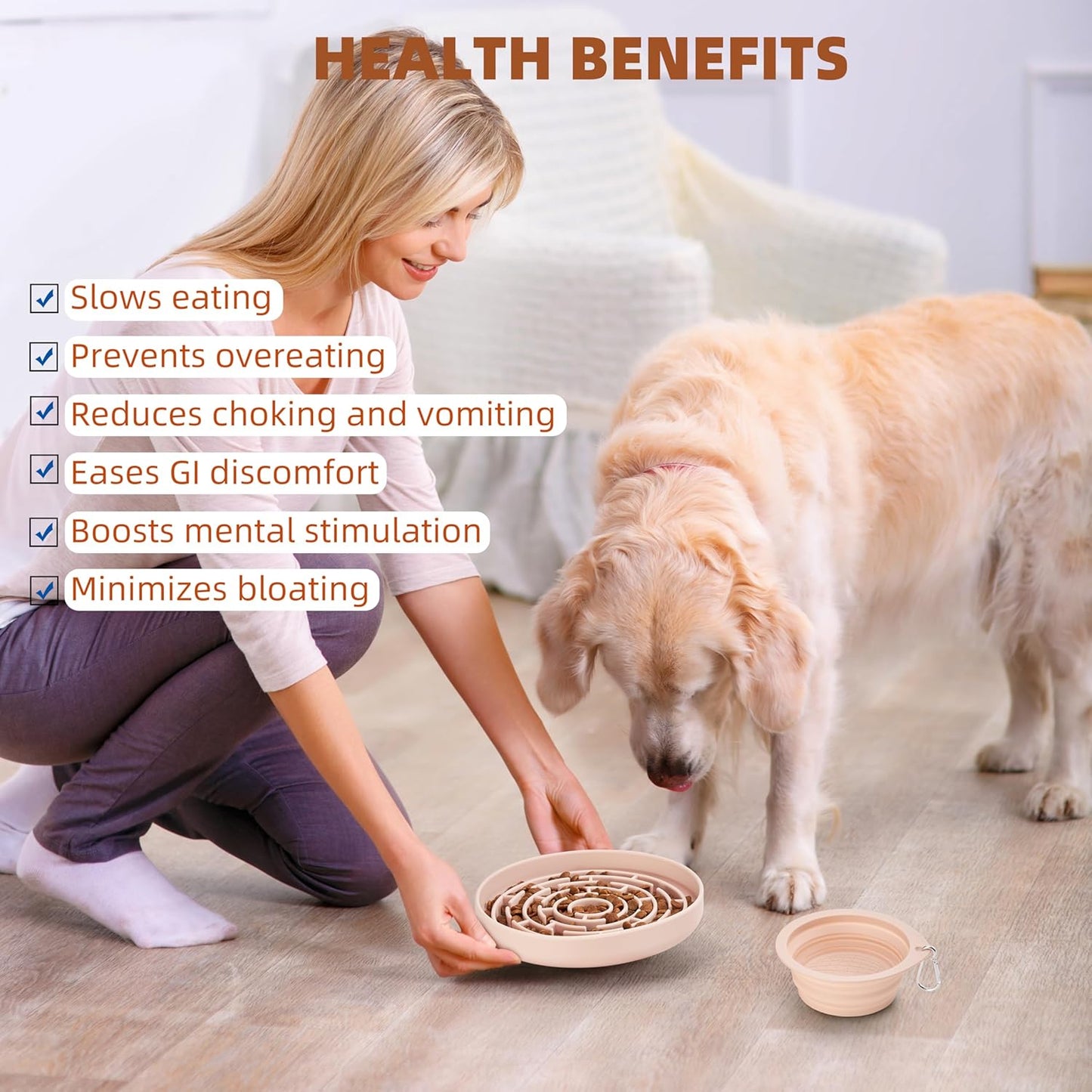 Premium Silicone Slow Feeder Dog Bowl & Lick Pad Set with Suction Cups – Includes Spatula & Training Clicker, Reduces Boredom & Anxiety, Ideal for Medium to Small Dogs & Cats -