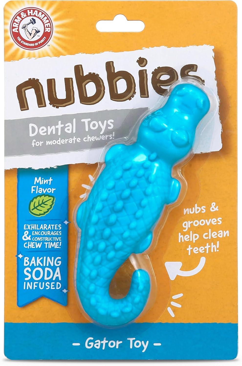 for Pets Nubbies Dental Toys Gator Dental Chew Toy for Dogs Best Dog Chew Toy for Moderate Chewers Reduces Plaque & Tartar Buildup without Brushing, Gator (Pack of 1)