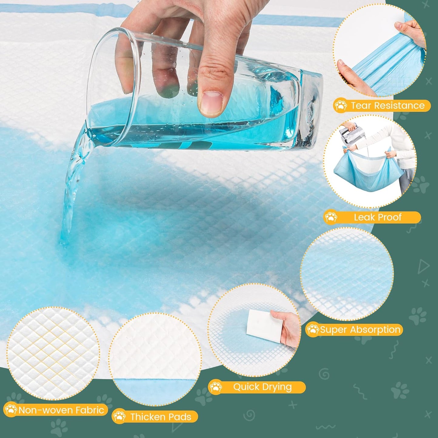 60 Count Extra Large Dog Pee Pads 28" X 34", Super Absorbent X-Large Puppy Pads Disposable Dogs Training Pads, Quick Drying Leak-Proof Dog Potty Pads for Doggies Puppies Cats