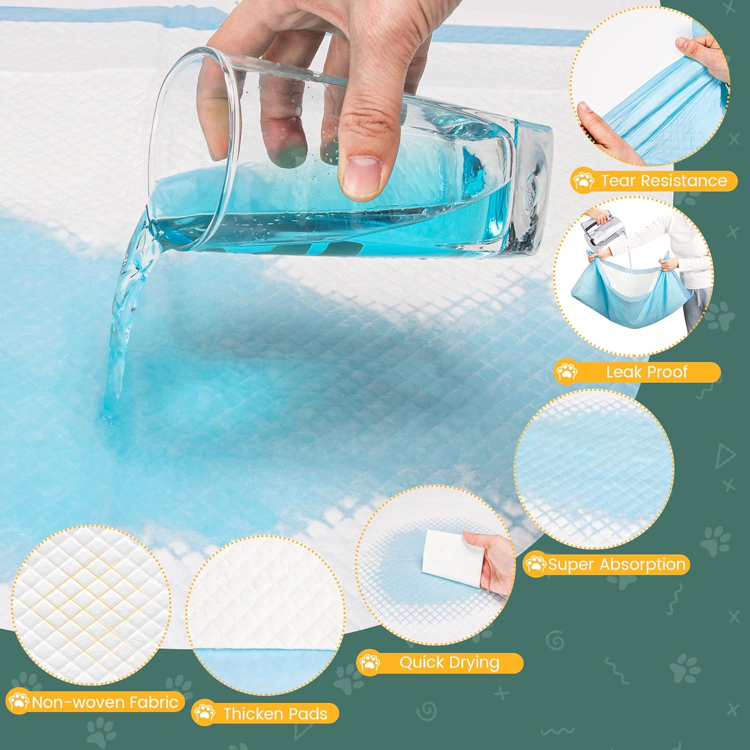 60 Count Extra Large Dog Pee Pads 28" X 34", Super Absorbent X-Large Puppy Pads Disposable Dogs Training Pads, Quick Drying Leak-Proof Dog Potty Pads for Doggies Puppies Cats