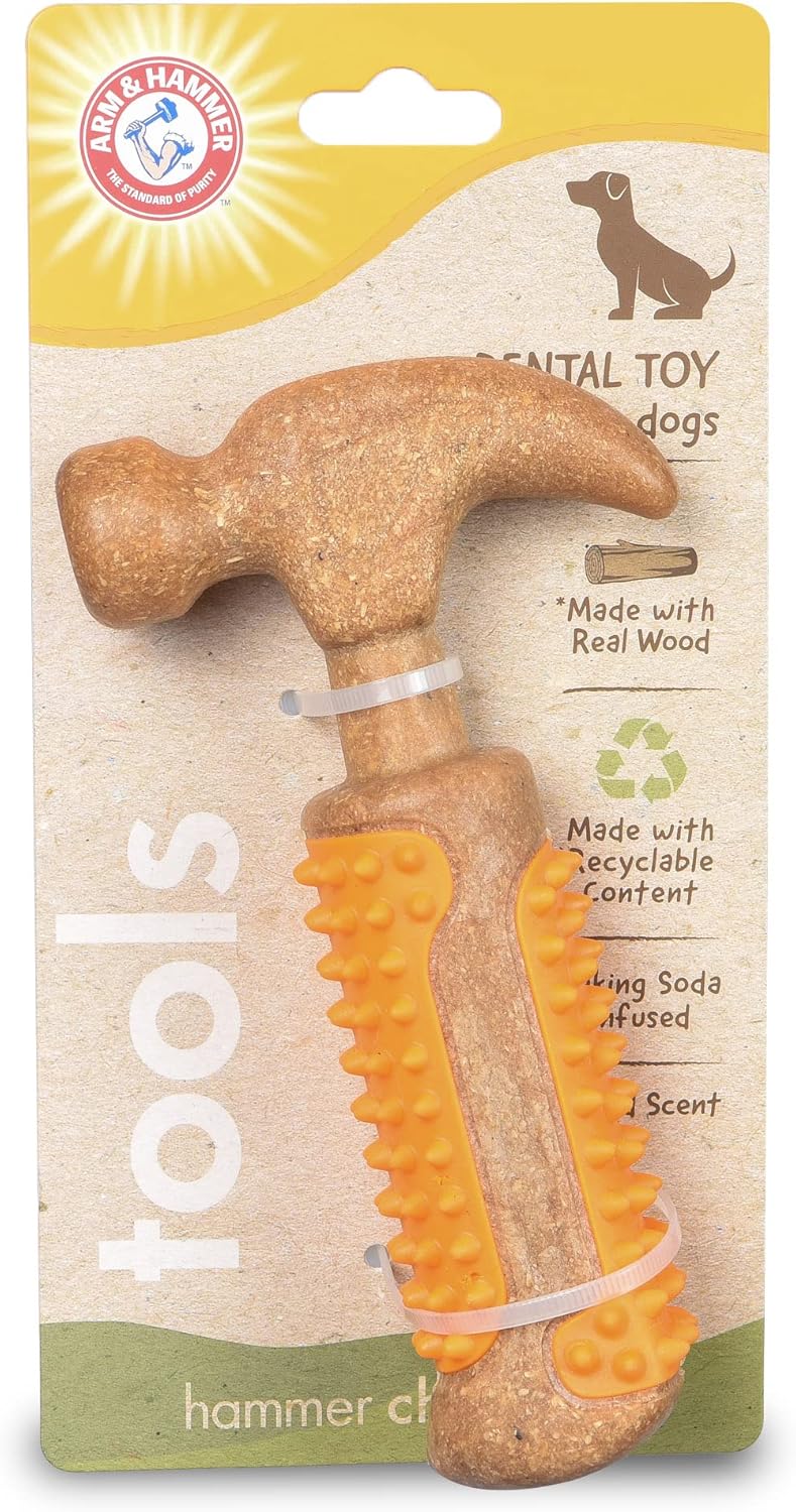 for Pets Chew Tools Collection: Wood Blend Hammer Chew Toy for Dogs | Compressed Wood Dog Chew Toys with Baking Soda, Safer & Durable Alternative to Chewing Sticks