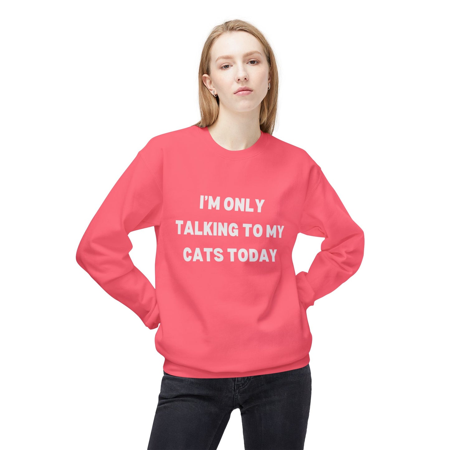 Funny Pet Lover Crewneck Sweatshirt - "I'm Only Talking to My Cats Today" - Perfect Gift for Cat Lovers