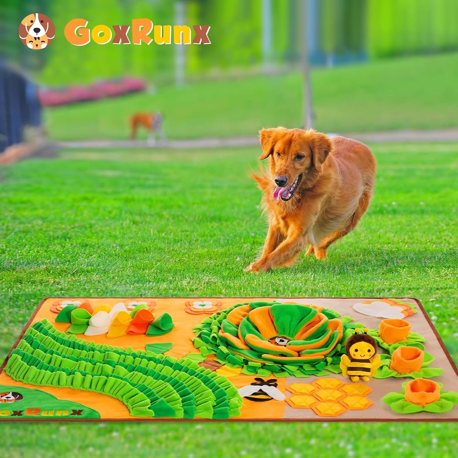 Snuffle Mat for Dogs - 40'' X 27'' Large Dog Feeding Mat with Nosework & Stress Relief for Natural Foraging (Orange)