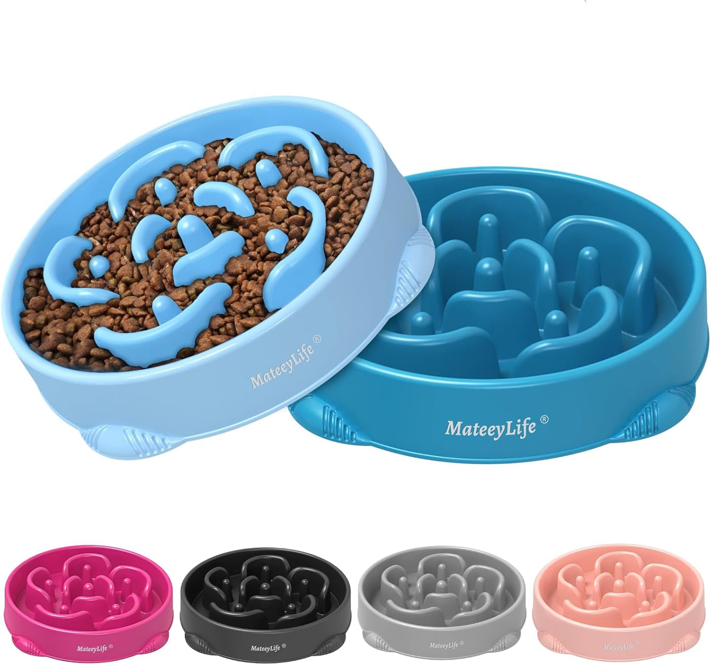 Slow Feeder Dog Bowls 2PCS, Anti-Choking Puzzle Dog Food Bowls, Anti-Slip Interactive Feeding Slow down Eating, Bloat Stop Maze Dishes for All Breeds Pets