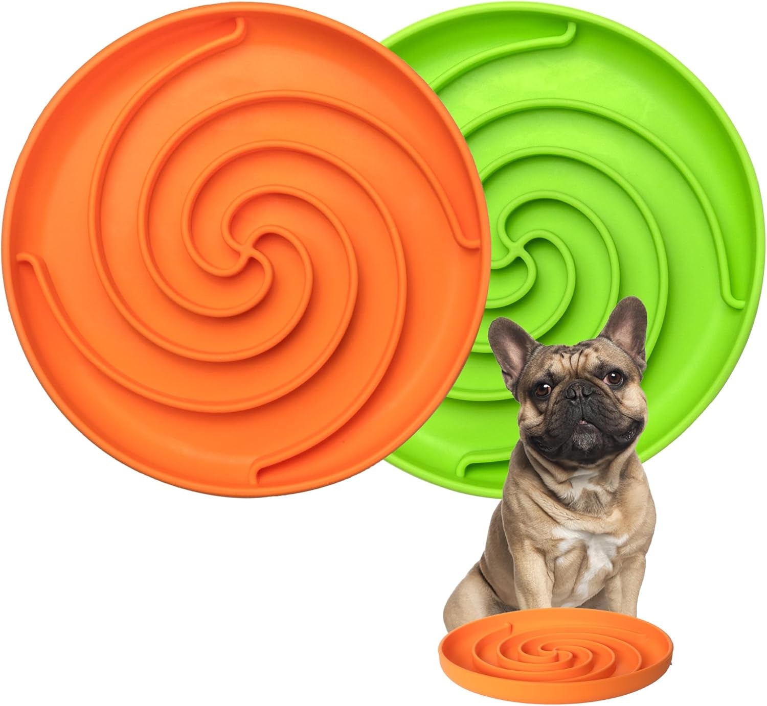 Dog Puzzle Bowl - Silicone Slow Feeder Dog Bowls for Healthy Eating - Puppy Slow Feeder Non-Slip Design Dishwasher Microwave Safe (Grey Green)