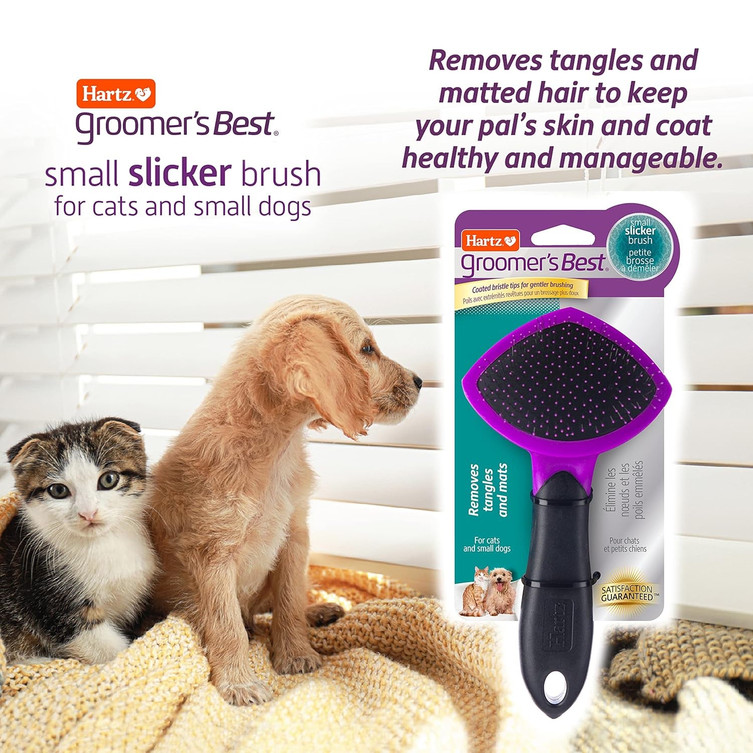 , Groomer'S Best Small Slicker Brush for Cats and Small Dogs, Black/Violet, 1 Count