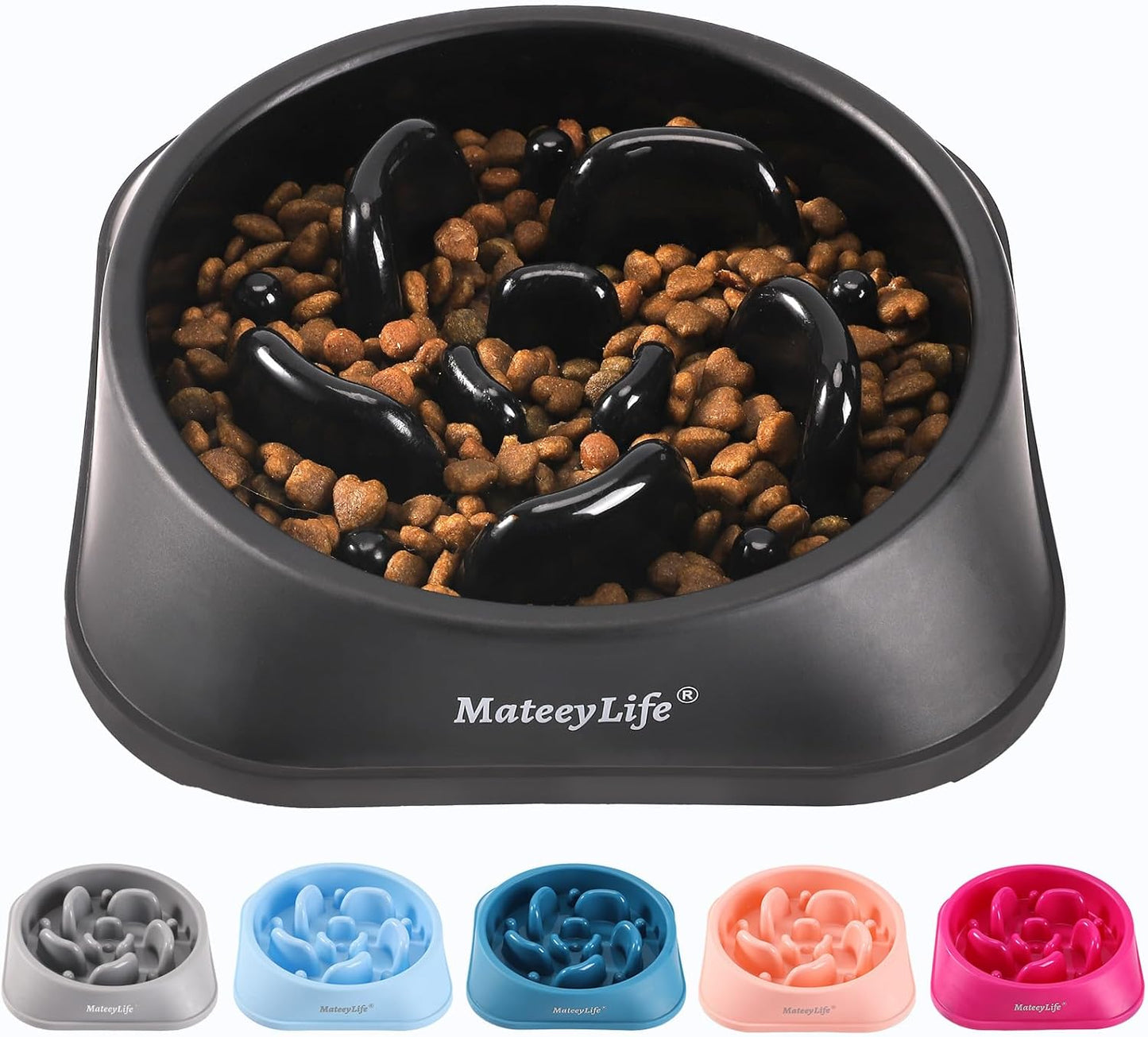 Slow Feeder Dog Bowls 2PCS, Anti-Choking Puzzle Dog Food Bowls, Anti-Slip Interactive Feeding Slow down Eating, Bloat Stop Maze Dishes for All Breeds Pets