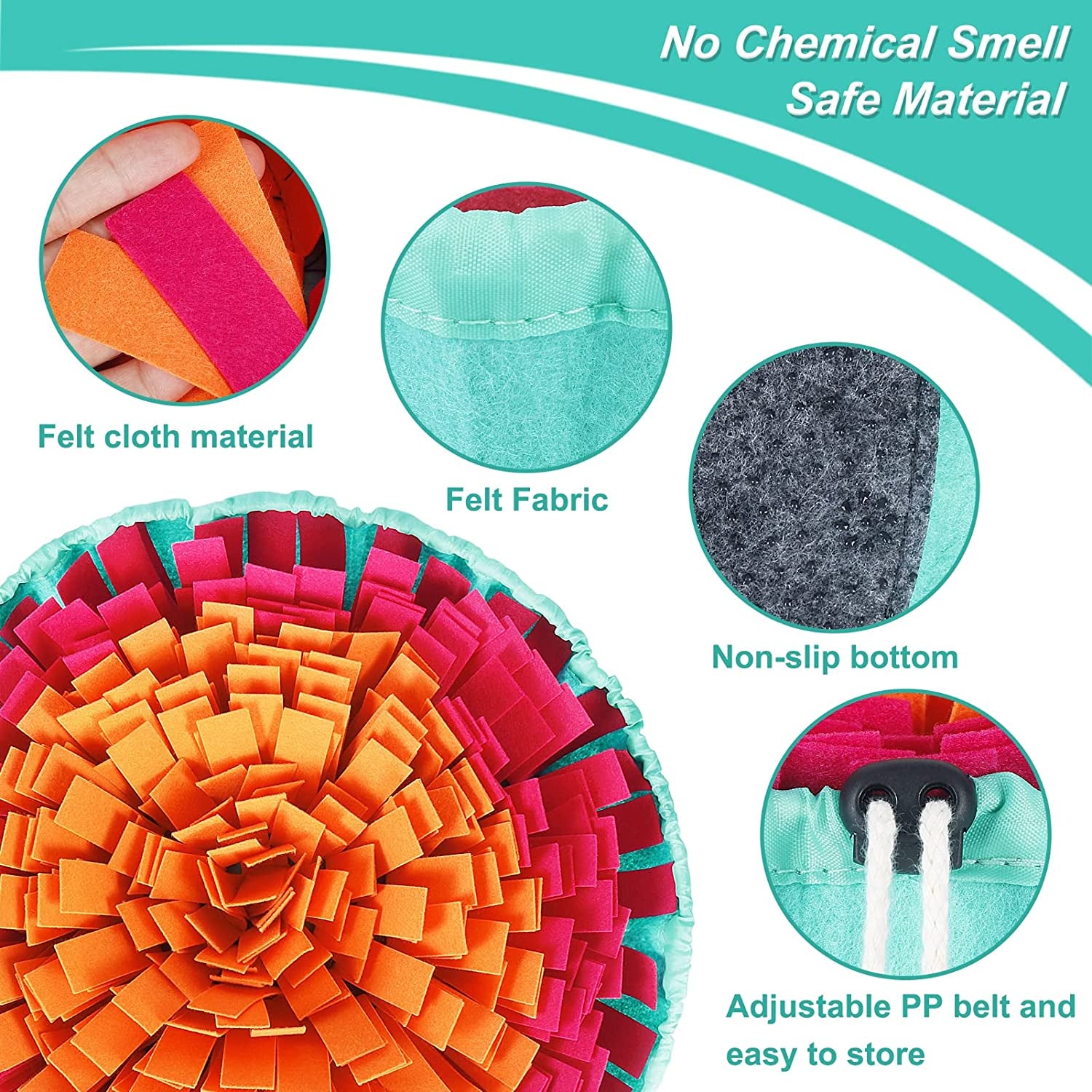 Snuffle Mat for Dogs, Interactive Sniff Mat for Slow Eating and Keep Busy, Adjustable Dog Digging Toys Encourages Natural Foraging Skills and Mental Stimulation