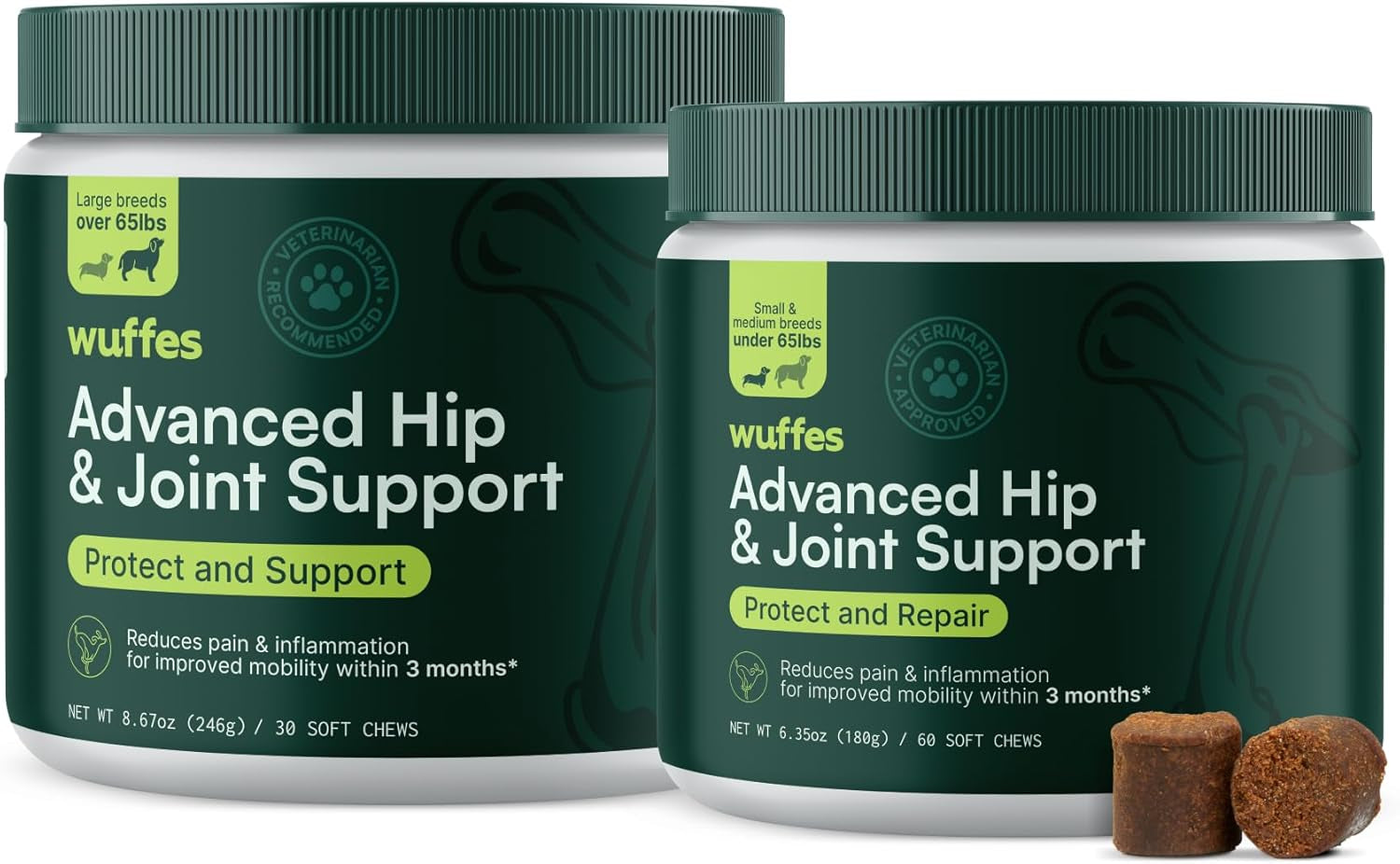 Advanced Dog Hip and Joint Supplement with Glucosamine, Chondroitin, Omega 3, MSM, and Green Lipped Mussel, 60 Pork Flavored Chews for Small and Medium Dog Breeds