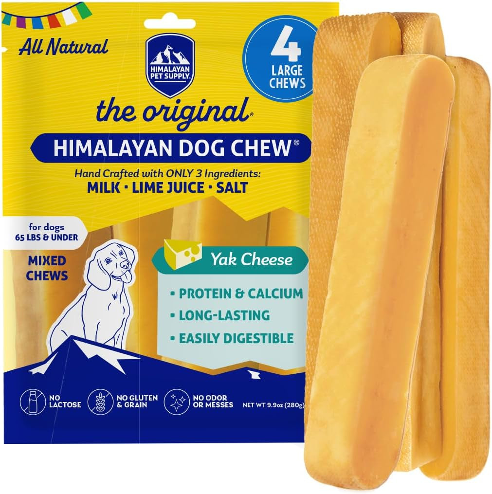 Original Yak Cheese Dog Chew, 3 Xl/Large Sticks, 3.3 Oz, Gluten Free, Healthy Dog Treats, Grain & Lactose Free 100% Natural, Long Lasting Chews for Dogs under 65 Lbs