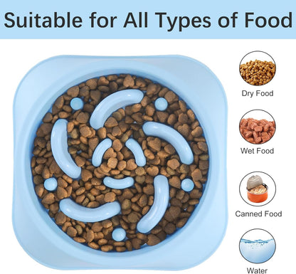 Slow Feeder Dog Bowls 2PCS, Anti-Choking Puzzle Dog Food Bowls, Anti-Slip Interactive Feeding Slow down Eating, Bloat Stop Maze Dishes for All Breeds Pets