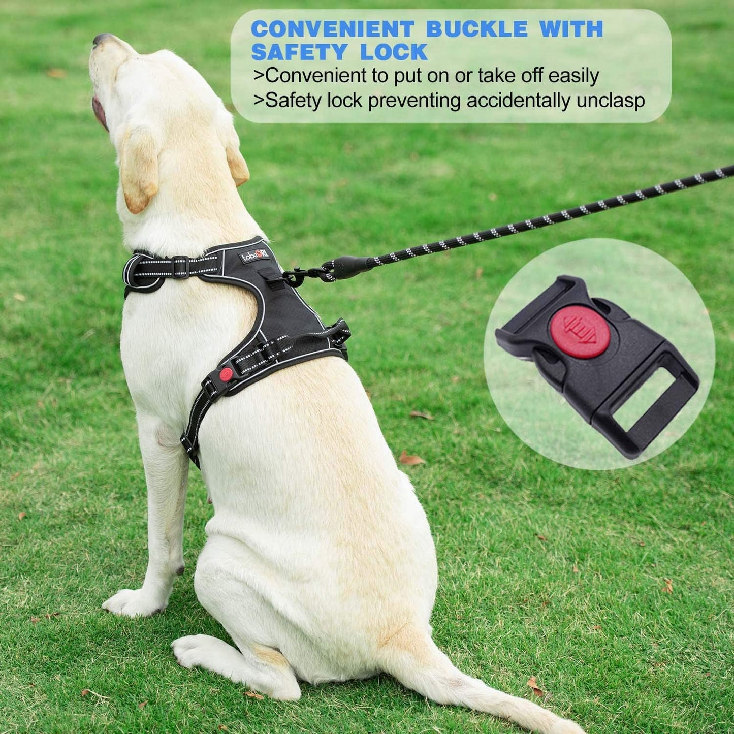 No Pull Dog Harness Adjustable Reflective Oxford Easy Control Medium Large Dog Harness with a Free Heavy Duty 5Ft Leash