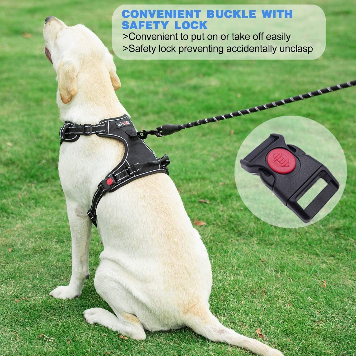 No Pull Dog Harness Adjustable Reflective Oxford Easy Control Medium Large Dog Harness with a Free Heavy Duty 5Ft Leash