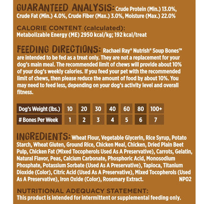 Rachael Ray  Soup Bones Dry Dog Treats with Real Chicken & Veggies, 6 Soft Treats