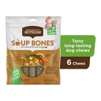 Rachael Ray  Soup Bones Dry Dog Treats with Real Chicken & Veggies, 6 Soft Treats