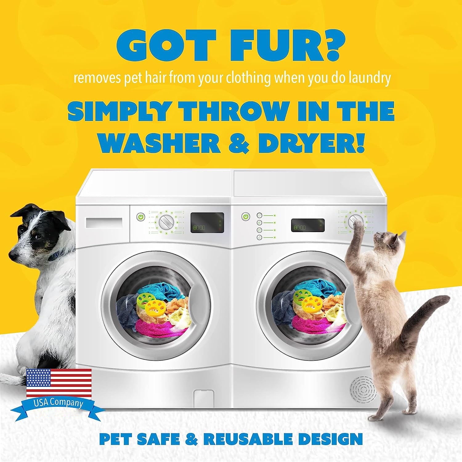 Pet Hair Remover for Laundry, 4 Pack - Reusable Dog & Cat Hair Remover Tool