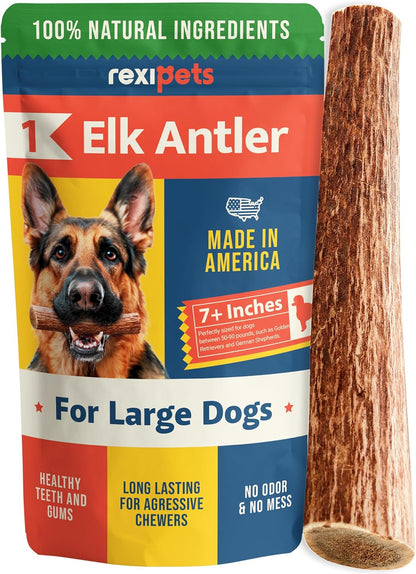 100% Natural - Antlers for Dogs - Naturally Shed in USA - Grade a Long Lasting Chew for Aggressive Chewers - Elk Antlers Dog Antler Chews - Real, Healthy Treats & Toys - No Odor & No Mess - Small