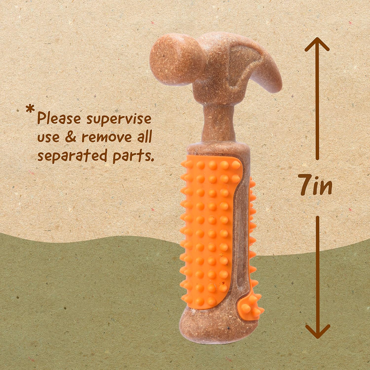 for Pets Chew Tools Collection: Wood Blend Hammer Chew Toy for Dogs | Compressed Wood Dog Chew Toys with Baking Soda, Safer & Durable Alternative to Chewing Sticks