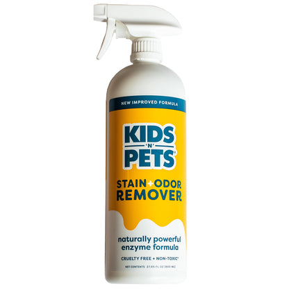 Kids ‘N’ Pets Stain + Odor Remover Cleans Even Dog, Cat Urine Smells, Spots from Carpet, Couch - 27Oz