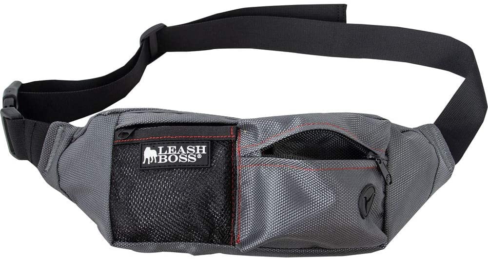 | Packup Pouch | Dog Treat Training Pouch with Waste Bag Dispenser | Adjustable Waist Belt Fanny Pack Design | Gray