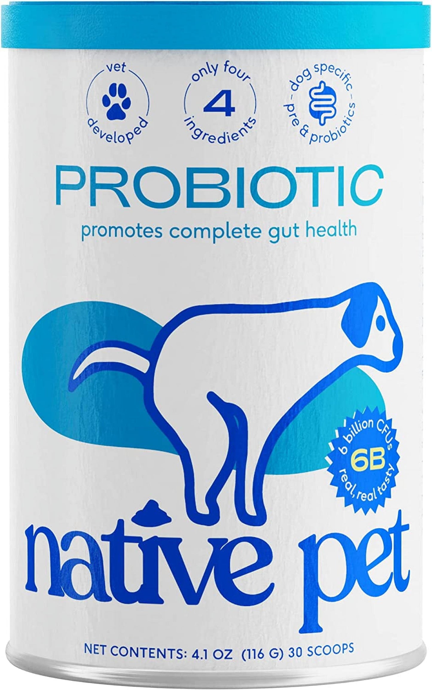 Probiotic for Dogs - Vet Created Probiotic Powder for Digestive Issues - Probiotic Powder Prebiotic Bone Broth - 232 Gram 6 Billion CFU- Dogs Love! (4.1 Oz)