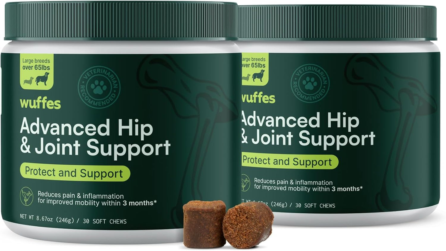 Advanced Dog Hip and Joint Supplement with Glucosamine, Chondroitin, Omega 3, MSM, and Green Lipped Mussel, 60 Pork Flavored Chews for Small and Medium Dog Breeds