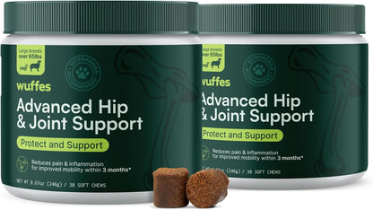 Advanced Dog Hip and Joint Supplement with Glucosamine, Chondroitin, Omega 3, MSM, and Green Lipped Mussel, 60 Pork Flavored Chews for Small and Medium Dog Breeds