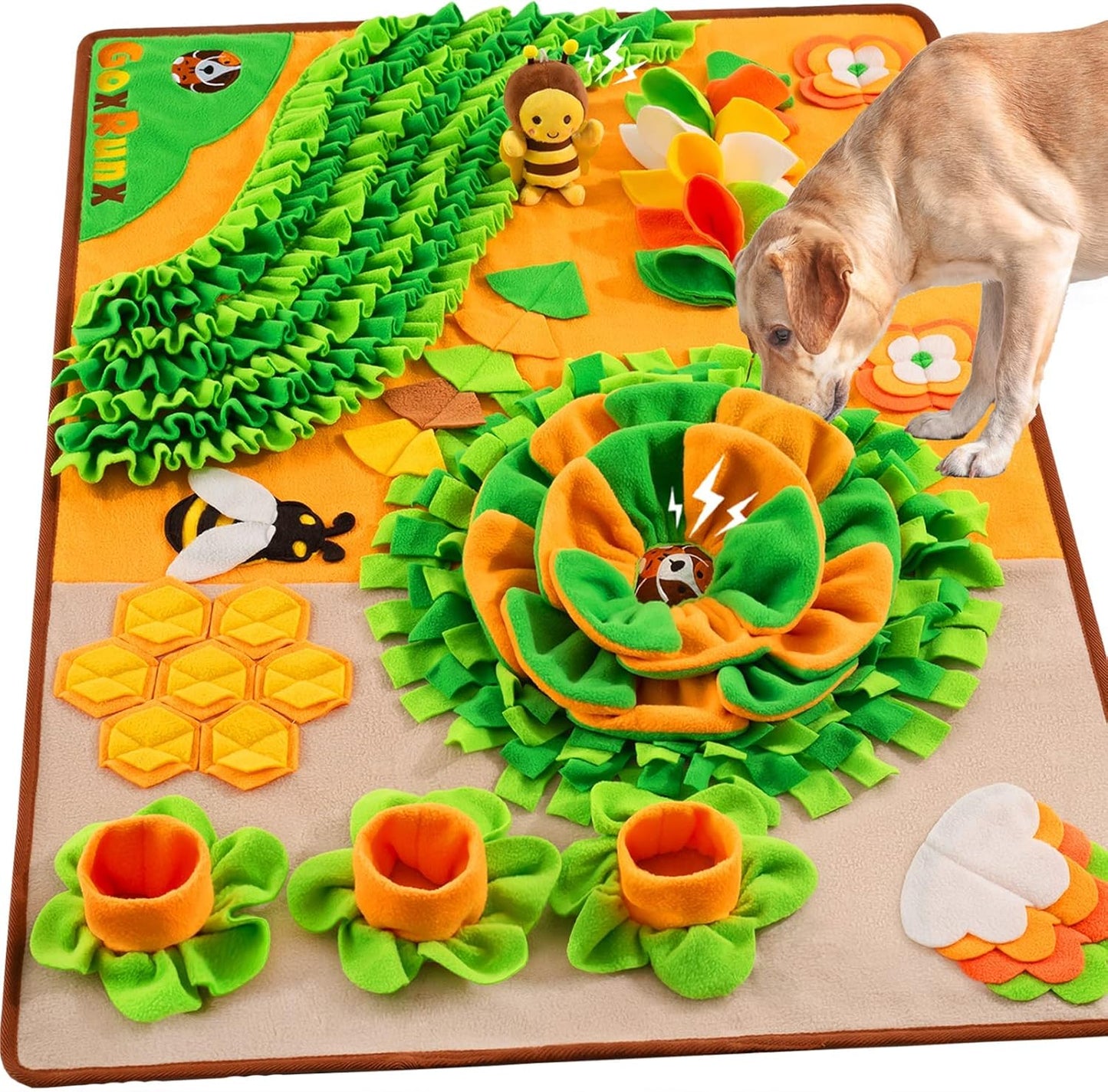 Snuffle Mat for Dogs - 40'' X 27'' Large Dog Feeding Mat with Nosework & Stress Relief for Natural Foraging (Orange)