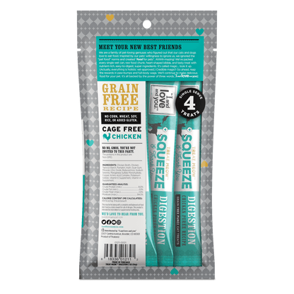 Treat Meow Squeeze & Thank You Treat, Digestion Support Chicken Purée, 4 Ct.