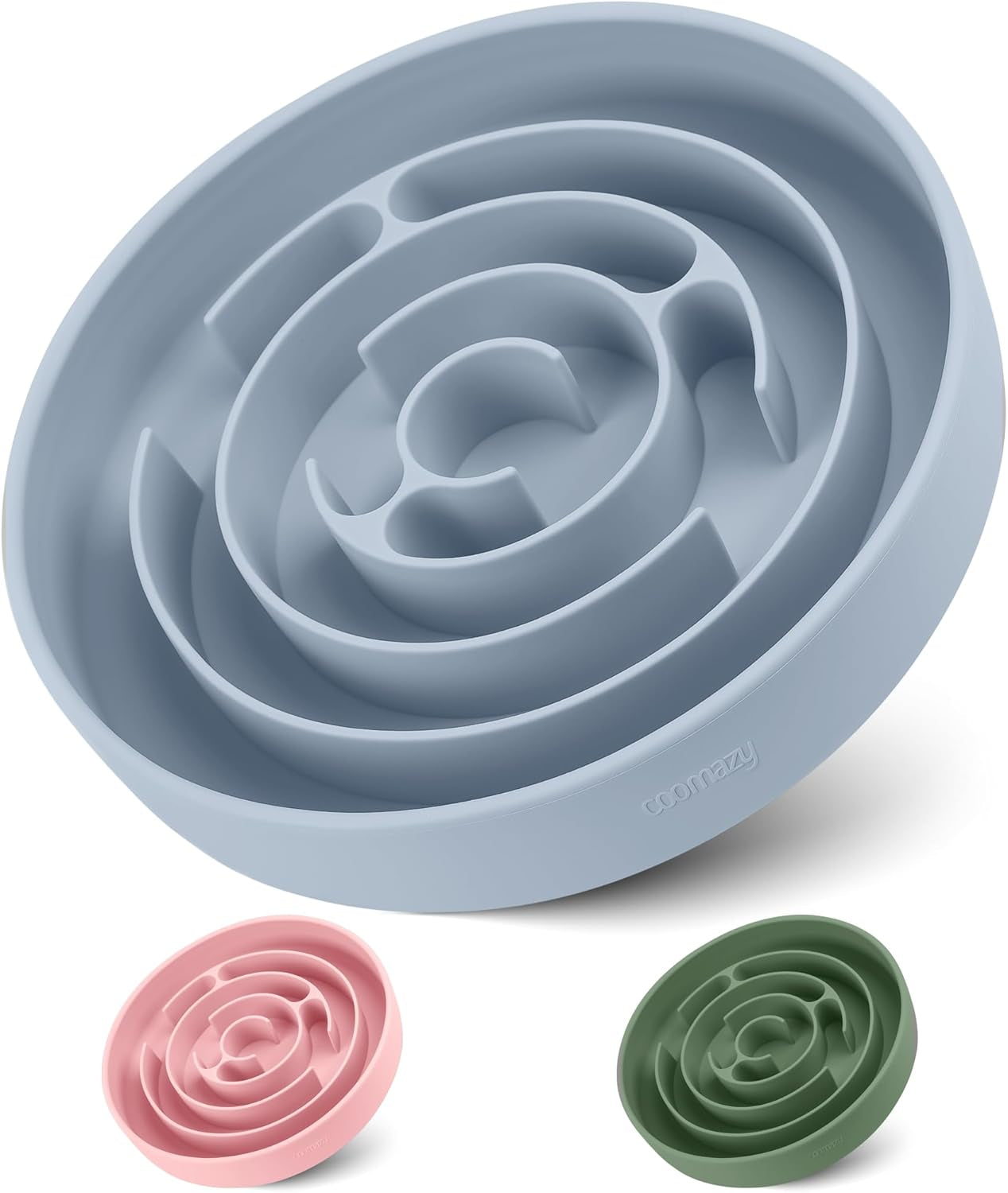 Slow Feeder Dog Bowls, Silicone Dog Bowl with Suction Cups, Slow Feeder & Non-Slip Design, Boredom and Anxiety Reducer, Suitable for All Breed Dogs, Avocado Green