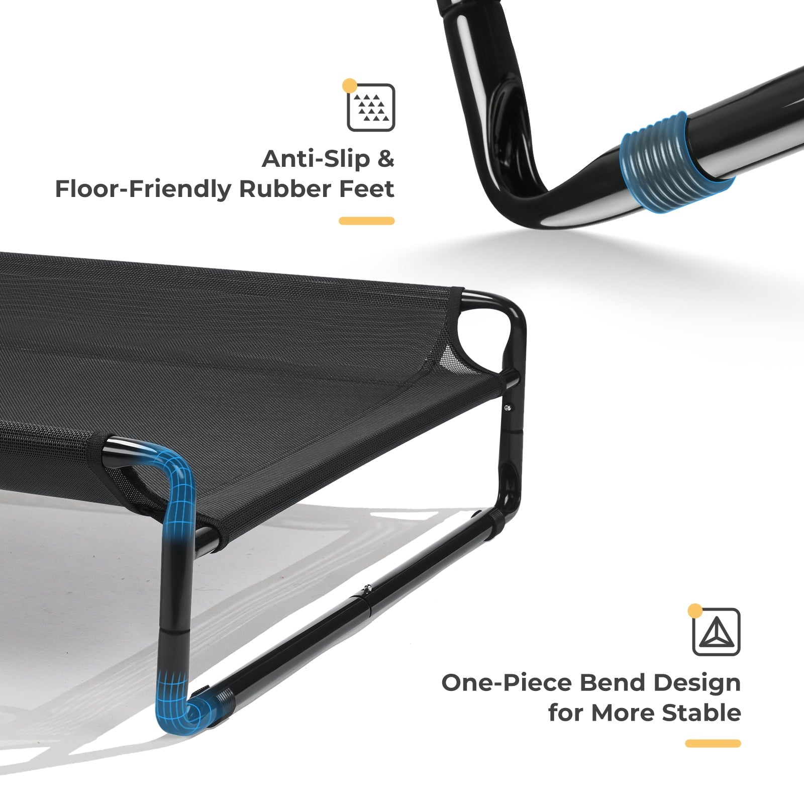 Cooling Elevated Dog Bed, Raised Dog Cot with Washable Mesh, Xx-Large, Black