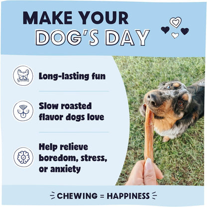 Natural 5-8" Bully Sticks for Dogs - Best Long-Lasting, Rawhide-Free, Low Odor Dental Chew Treat - Healthy Single Ingredient, 100% Real Beef - 8 Oz Bag - Packaging May Vary