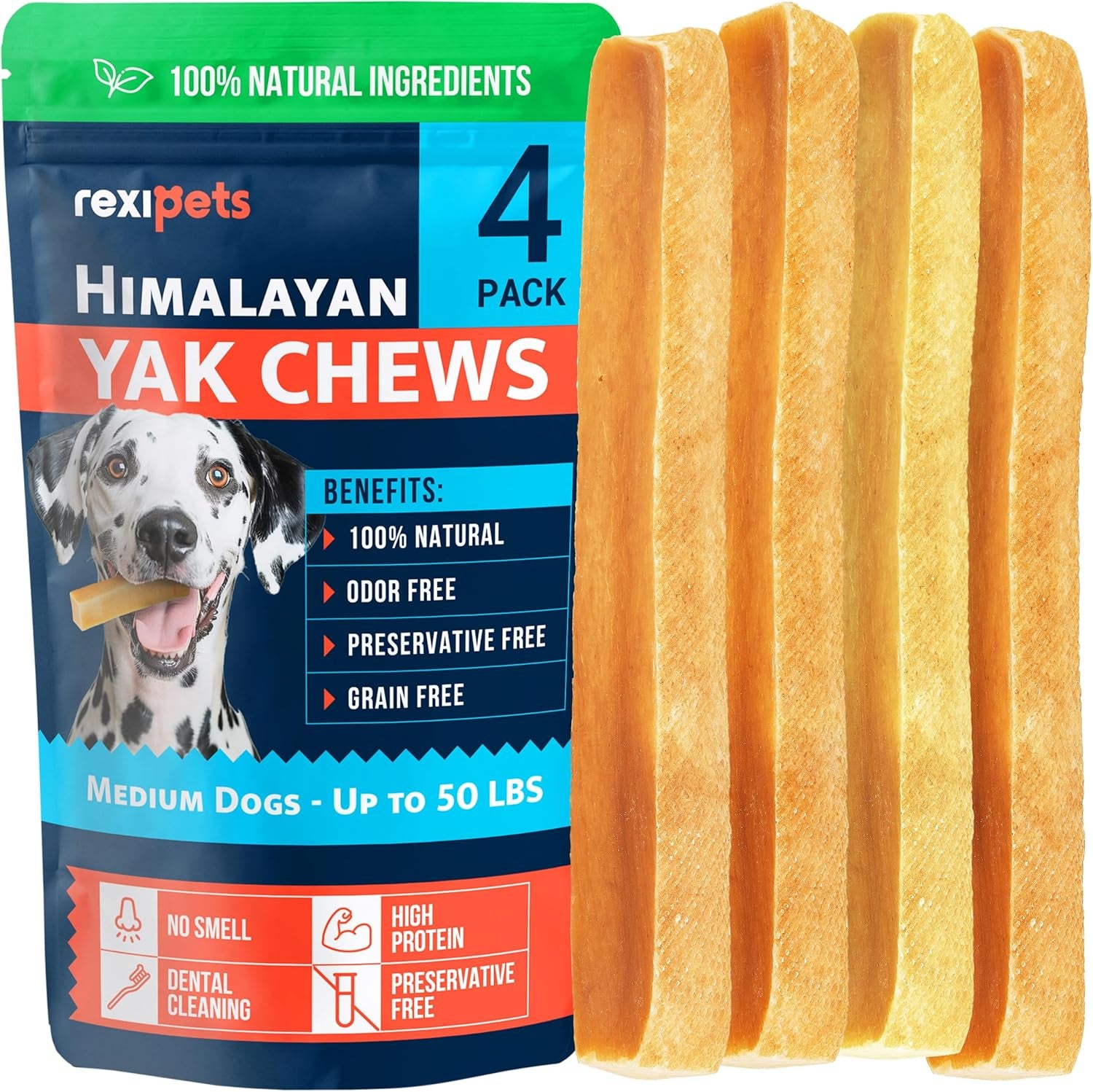 100% Natural Yak Cheese Himalayan Made Dog Chews All Breeds - Lactose Free Yak Chew for Small, Medium & Large Dogs - Dental Cleaning Dog Chews Aggressive Chewers - Long Lasting Odor & Gluten Free