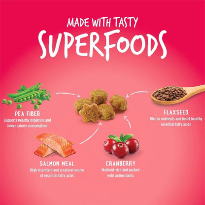 Cat Treats, Healthy Treats for Cats, Low Calorie and Packed with Protein, Crunchy Biscuits, Free of Wheat, Corn and Soy, Made with Real Salmon and Cranberry, 2.5Oz