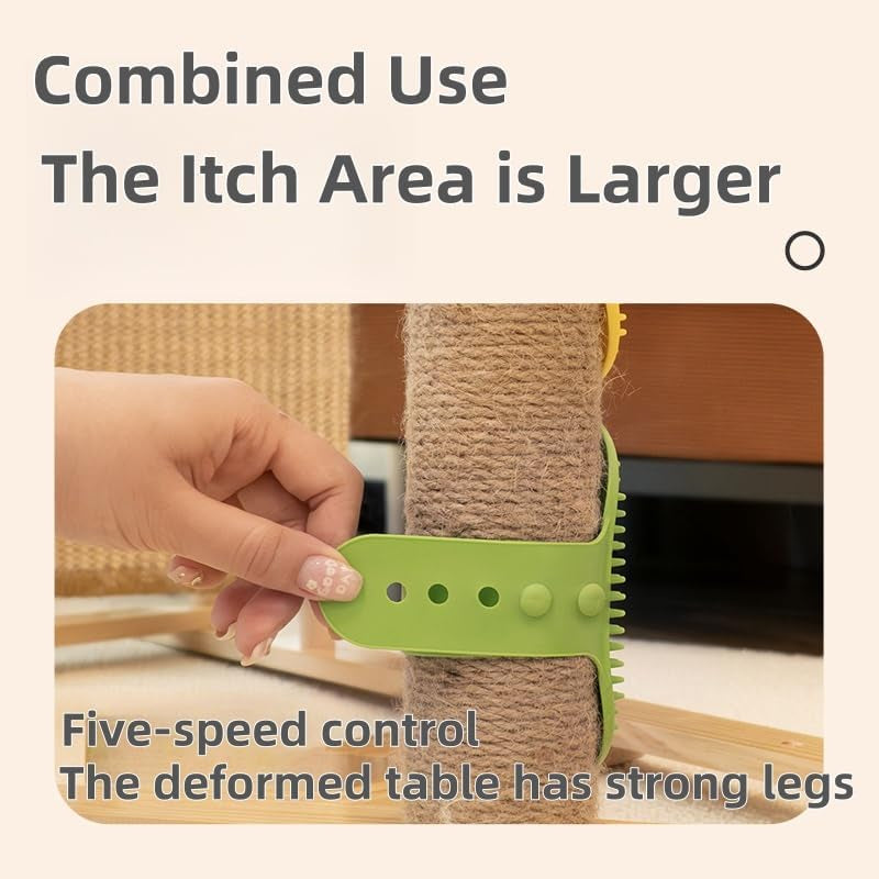 4-Pack Silicone Cat Scratcher and Massager – Adjustable Pet Scratch Pads for Furniture Legs & Corners, Soft & Flexible Silicone for Cats and Dogs (4PCS (2 Yellow + 2 Green))