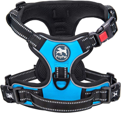 No Pull Dog Harness, No Choke Front Lead Dog Reflective Harness, Adjustable Soft Padded Pet Vest with Easy Control Handle for Small to Large Dogs(Pink, Medium)