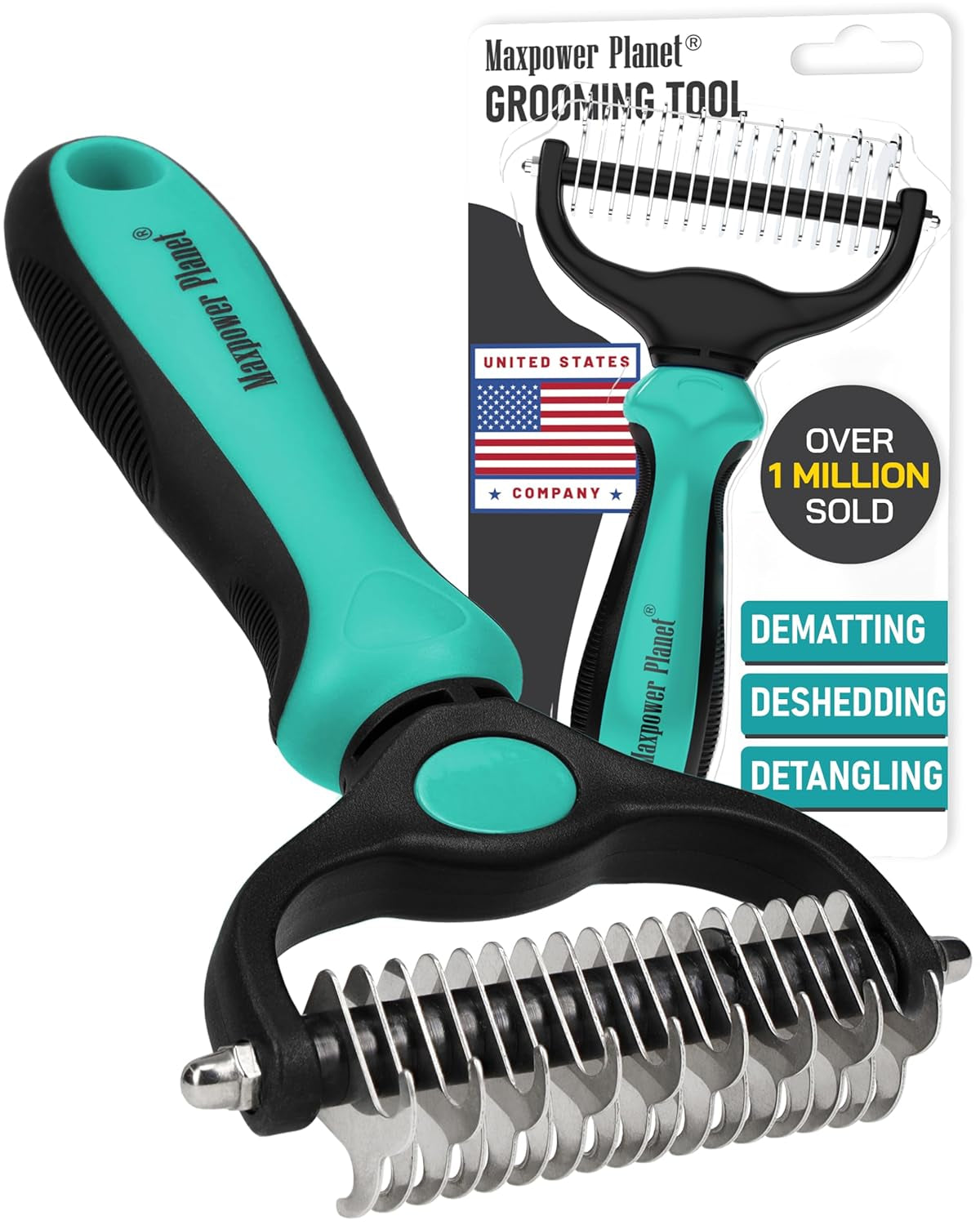 Original Pet Grooming Rake - Double-Sided Deshedding Dematting Tool, Undercoat Rake for Dogs & Cats, Extra-Wide Dog Grooming Brush & Deshedder Comb for Long Hair, Reduces Shedding 95%