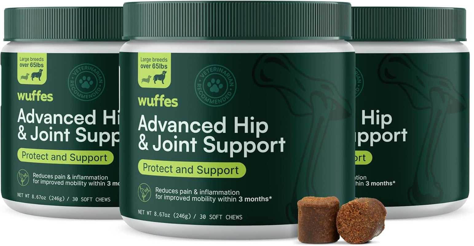 Advanced Dog Hip and Joint Supplement with Glucosamine, Chondroitin, Omega 3, MSM, and Green Lipped Mussel, 60 Pork Flavored Chews for Small and Medium Dog Breeds