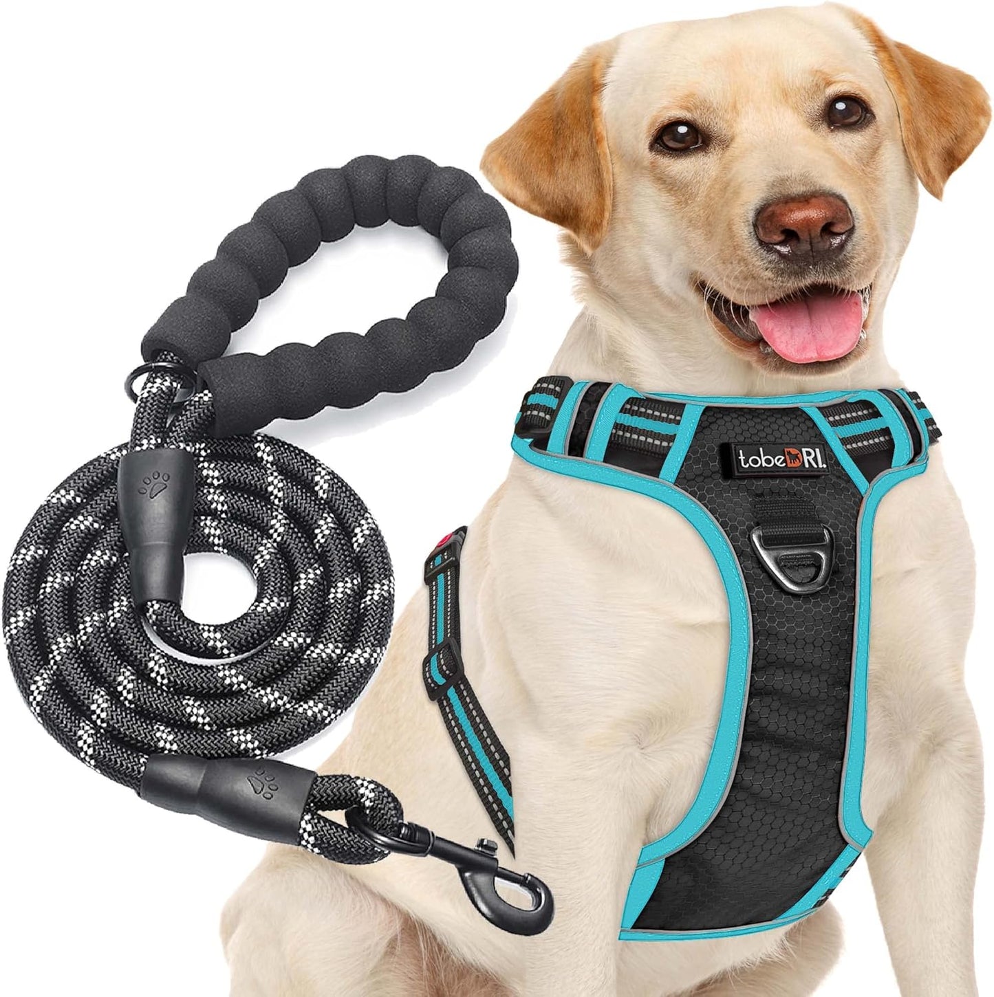 No Pull Dog Harness Adjustable Reflective Oxford Easy Control Medium Large Dog Harness with a Free Heavy Duty 5Ft Leash