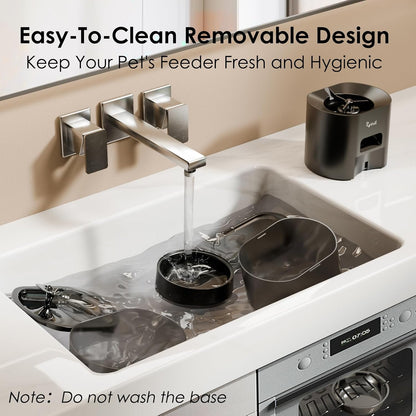 Automatic Cat Feeder and Water Fountain,  3L Wifi Timed Pet Food Dispenser and 2.5L Water Dispenser with APP for Cats and Dogs, Voice Recorder, Stainless Steel Bowl, Low Noise, Dual Power Supply