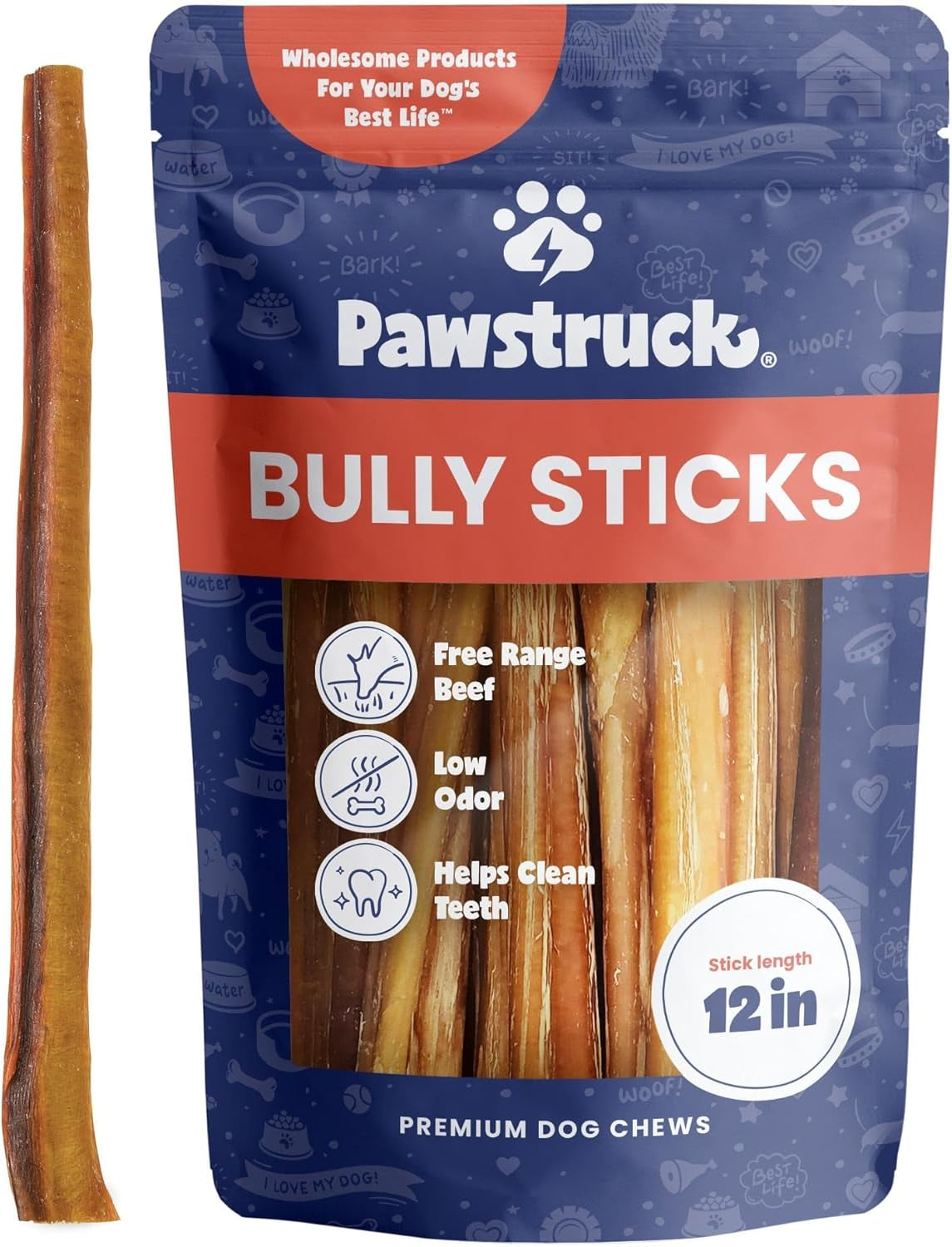 Natural 5-8" Bully Sticks for Dogs - Best Long-Lasting, Rawhide-Free, Low Odor Dental Chew Treat - Healthy Single Ingredient, 100% Real Beef - 8 Oz Bag - Packaging May Vary