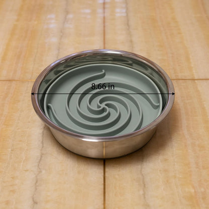 Dog Puzzle Bowl - Silicone Slow Feeder Dog Bowls for Healthy Eating - Puppy Slow Feeder Non-Slip Design Dishwasher Microwave Safe (Grey Green)