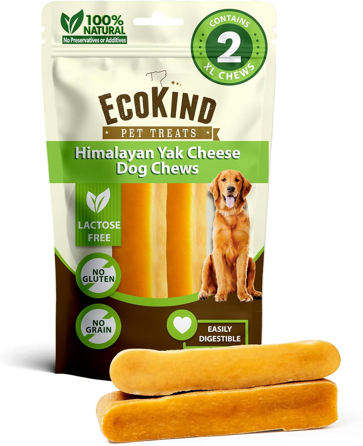 Ecokind Himalayan Yak Cheese Dog Chew | Great for Dogs, Treat for Dogs, Keeps Dog Busy & Enjoying, Indoors & Outdoor Use (8 Small Sticks)