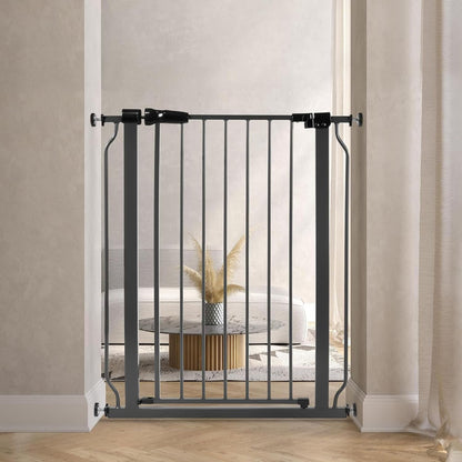 Walk-Thru Safety Gate for Baby and Pets, Child Proof Fence for Doorways, Stairways, Hallways, 29.1" to 33.8" Opening, 30" Height, White