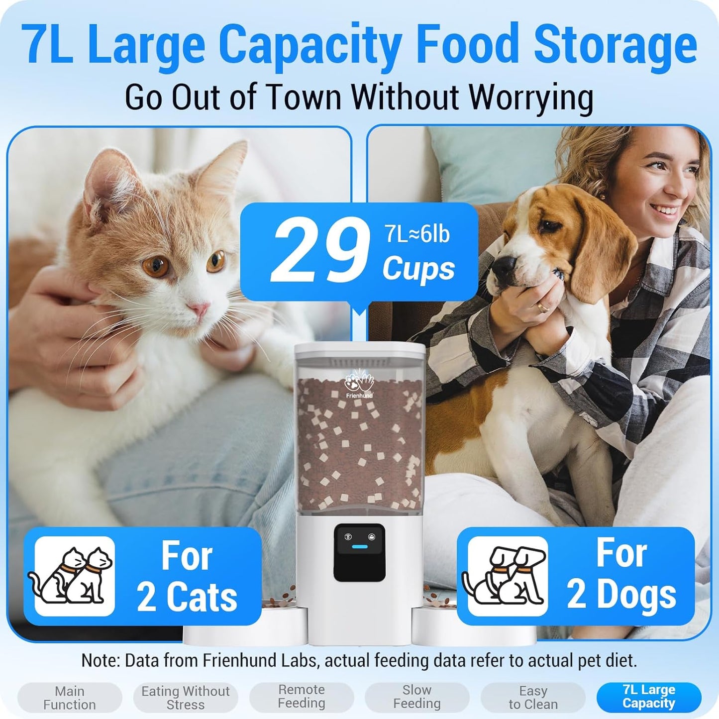 Automatic Cat Feeder with Slow Feed for 2 Cats: 5G Wifi Automatic Dog Feeder with 7L Large Food Storage, Cat Food Dispenser with Alexa for Multiple Pets, Detachable for Easy Cleaning -29 Cup