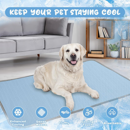 Summer Dog Cooling Mat Washable Ice Silk Self Cool Pad for Small Medium Large Dogs and Cats, Pet Sleeping Pad for Crate, Bed, Indoor & Outdoor Floor, Car Seats