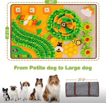 Snuffle Mat for Dogs - 40'' X 27'' Large Dog Feeding Mat with Nosework & Stress Relief for Natural Foraging (Orange)