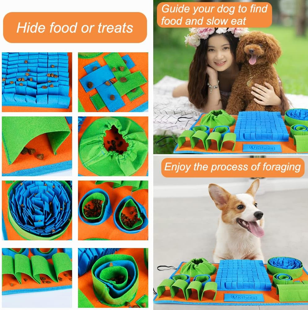Snuffle Mat for Dogs, Interactive Dog Puzzle Toy for Boredom and Mental Stimulation, Enrichment Feeding Game Sniff Mat Helps Slow Eating and Keep Busy